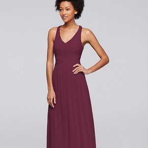 David’s Bridal Wine Bridesmaid Dress Criss Cross Back